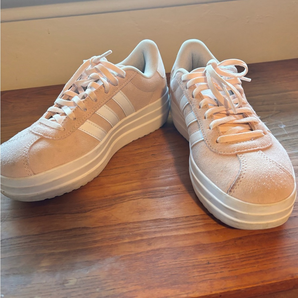 Adidas Women's Blush and White Platform Sneakers